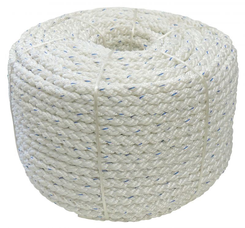 Квадратная линия причальная веревка 100 МТ-катушка белый - 8 прядей - D. 12 мм